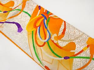 アンティーク　組紐に流水模様織り出し袋帯（着用可）